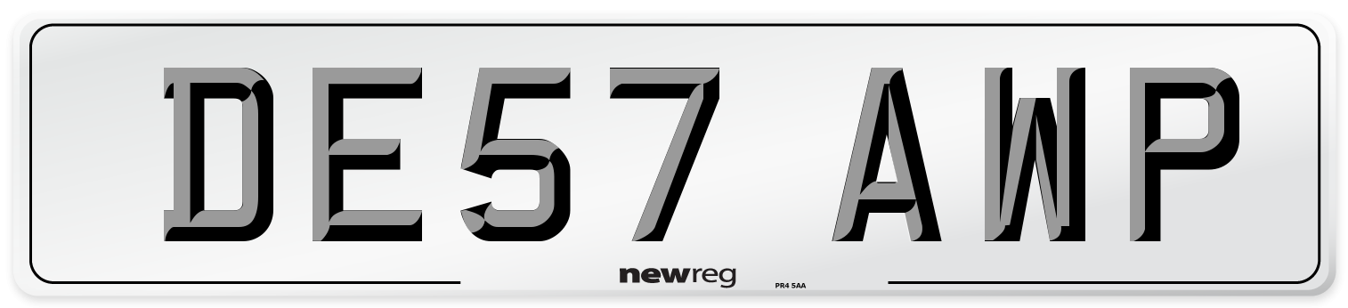 DE57 AWP Number Plate from New Reg